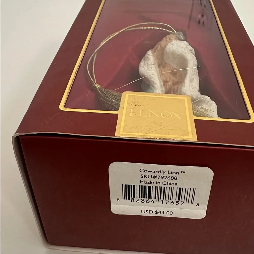 Lenox Cowardly Lion Ornament Christmas Collection Wizard of Oz Original Box